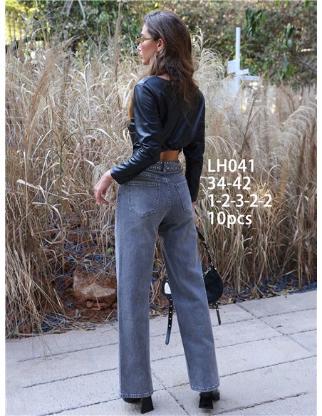 Jeans wide leg tachuelas