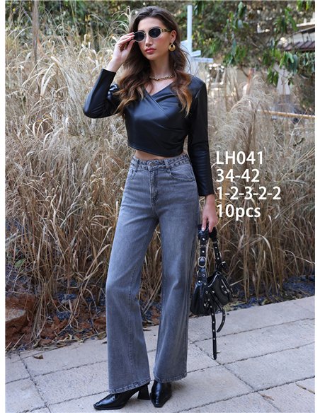 Jeans wide leg tachuelas