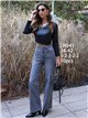 Jeans wide leg tachuelas