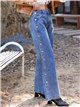 Jeans wide leg botones laterales