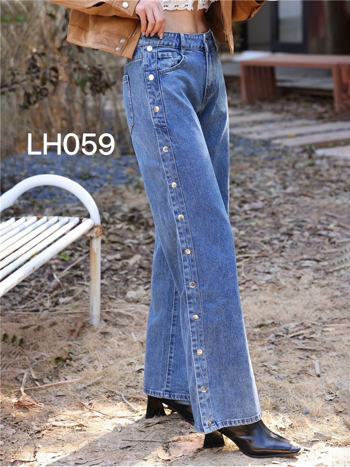 Jeans wide leg botones laterales