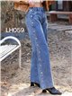 Jeans wide leg botones laterales