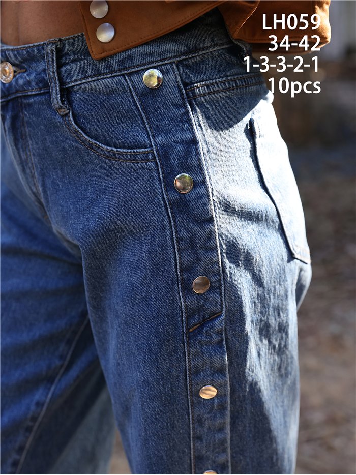 Jeans wide leg botones laterales