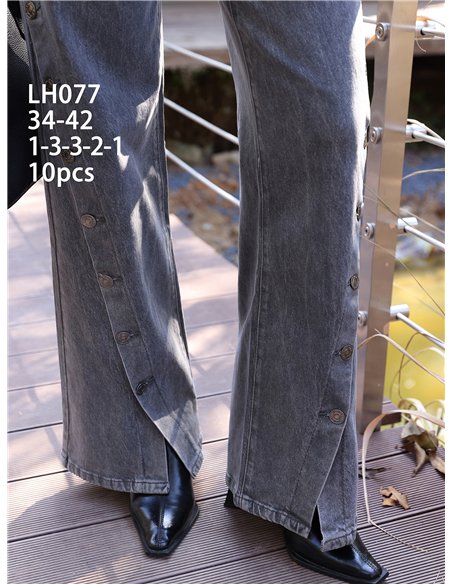 Jeans wide leg botones laterales