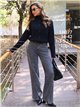 Jeans wide leg botones laterales