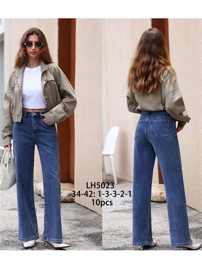 Jeans wide leg tiro alto