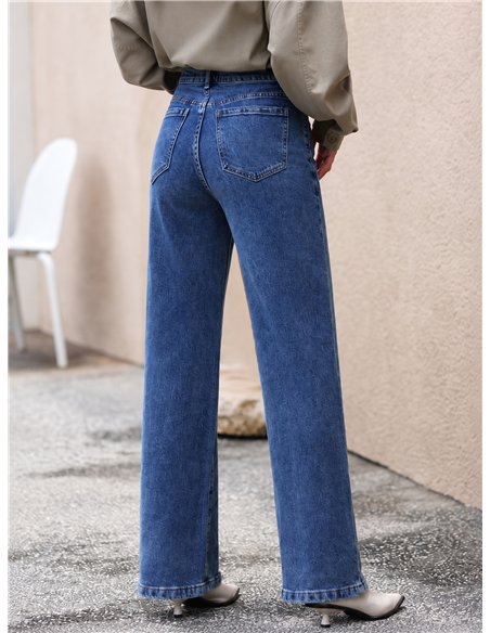 Jeans wide leg tiro alto
