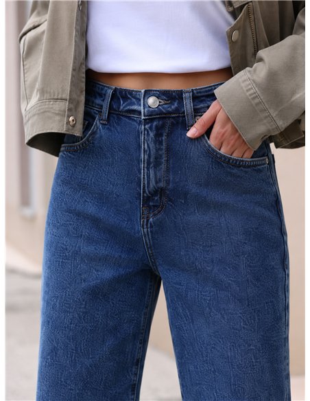 Jeans wide leg tiro alto