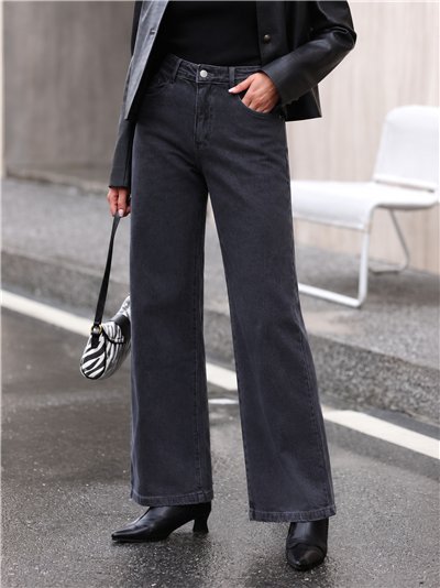 Jeans wide leg tiro alto