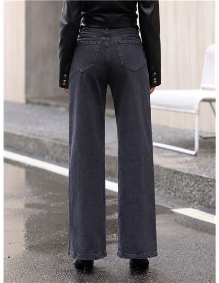 Jeans wide leg tiro alto