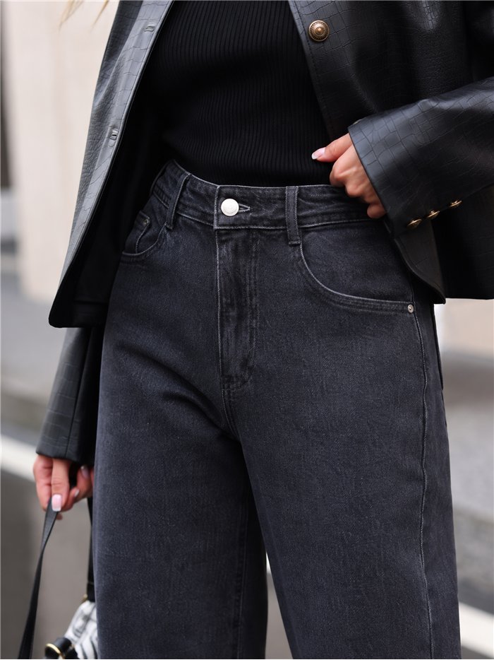Jeans wide leg tiro alto