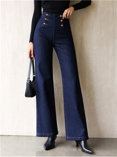 Jeans wide leg detalle botones