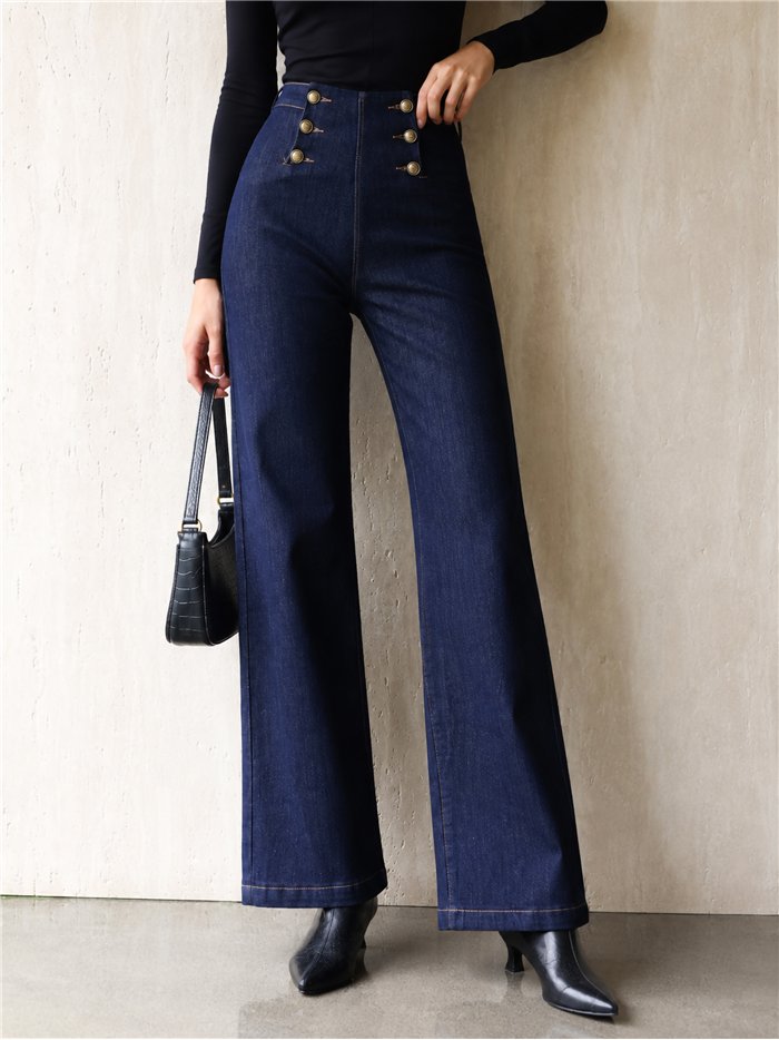 Jeans wide leg detalle botones
