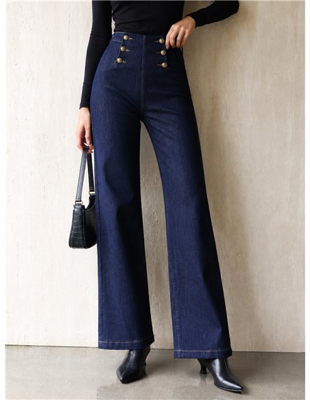 Jeans wide leg detalle botones