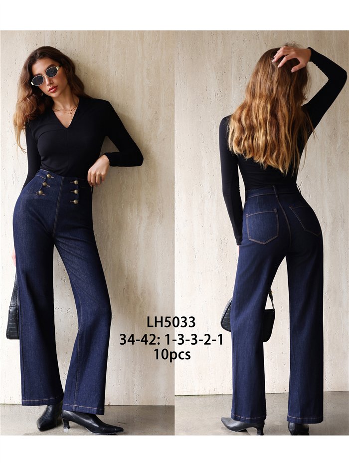 Jeans wide leg detalle botones