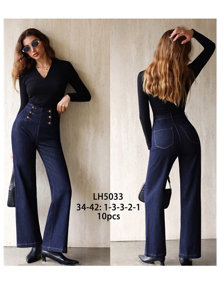 Jeans wide leg detalle botones