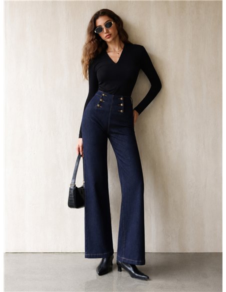 Jeans wide leg detalle botones