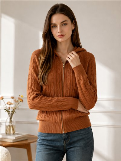 Geflochtene Strickjacke mit Kapuze