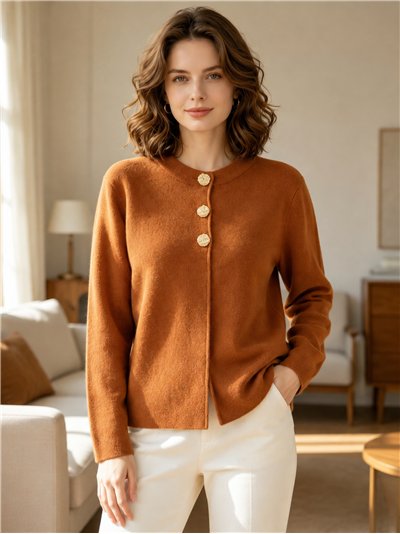 Strickjacke mit Knöpfen in Hammerschlagoptik