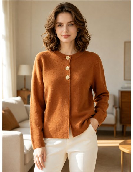 Strickjacke mit Knöpfen in Hammerschlagoptik