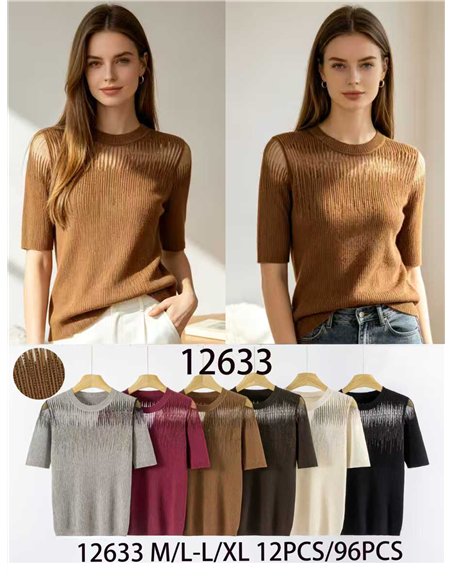 Jersey canalé tul strass