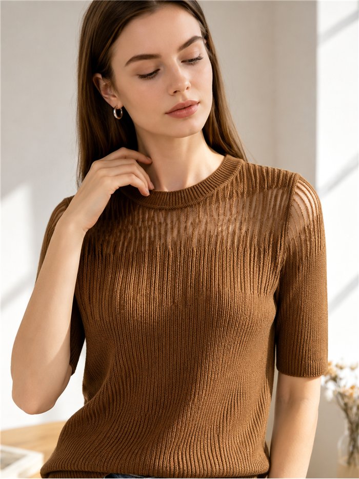Jersey canalé tul strass