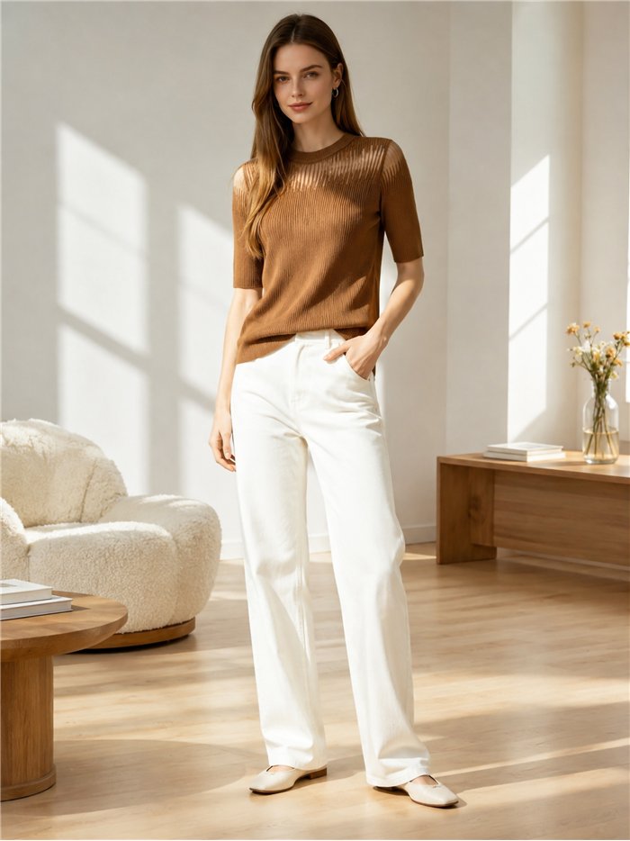 Jersey canalé tul strass