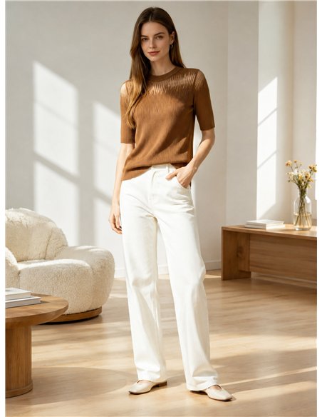 Jersey canalé tul strass