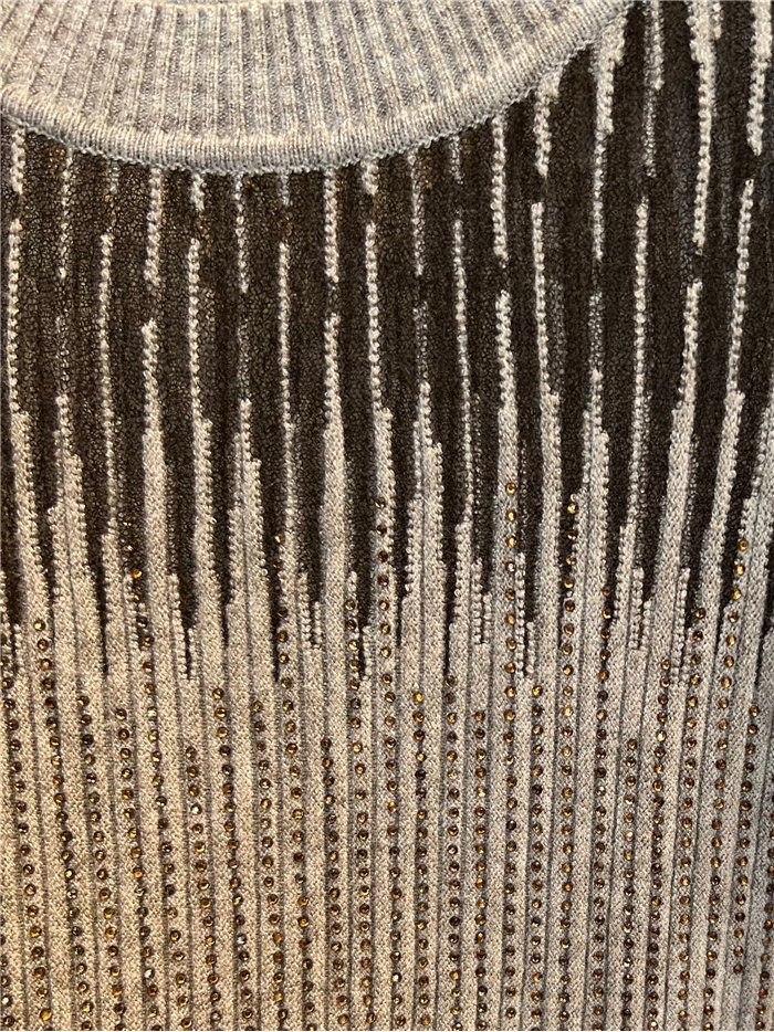 Jersey canalé tul strass