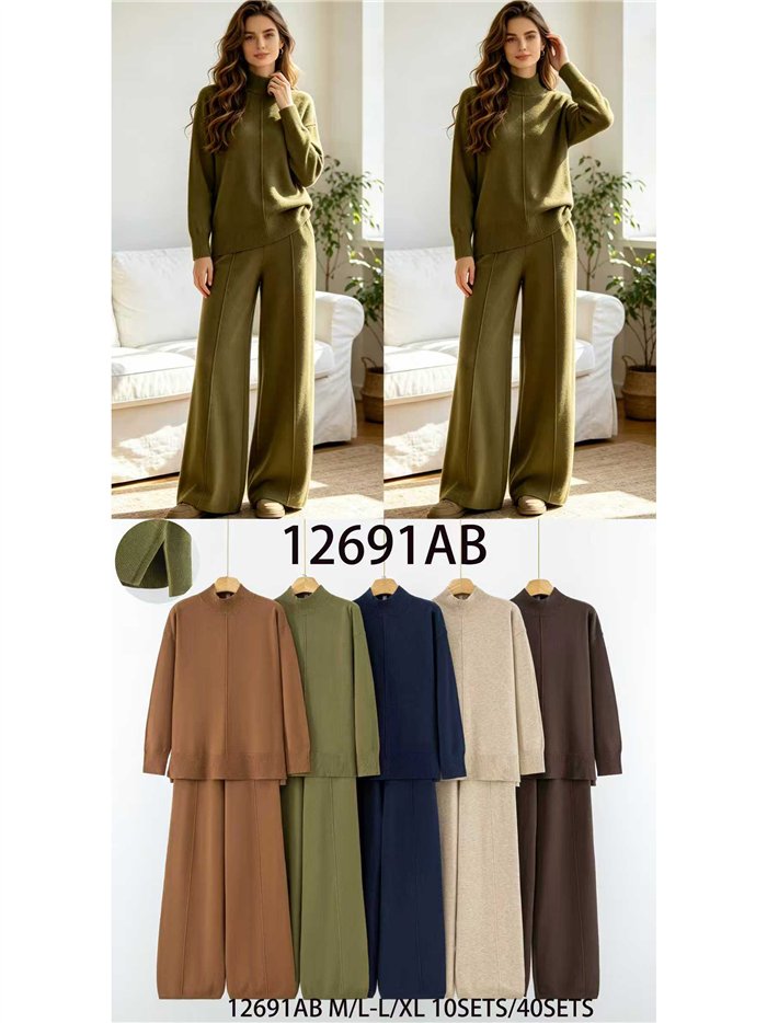 Conjunto jersey cuello alto y pantalón