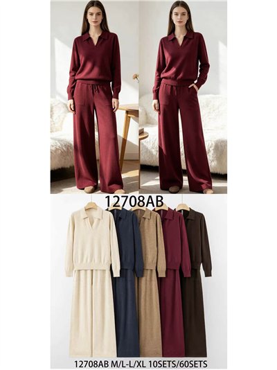 Conjunto jersey cuello polo y pantalón 2
