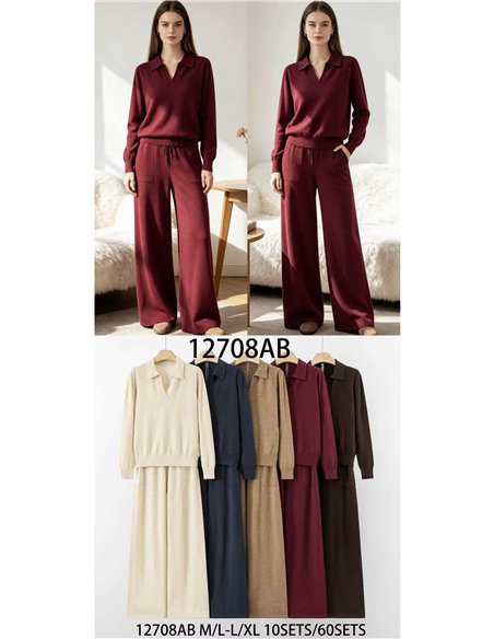 Conjunto jersey cuello polo y pantalón