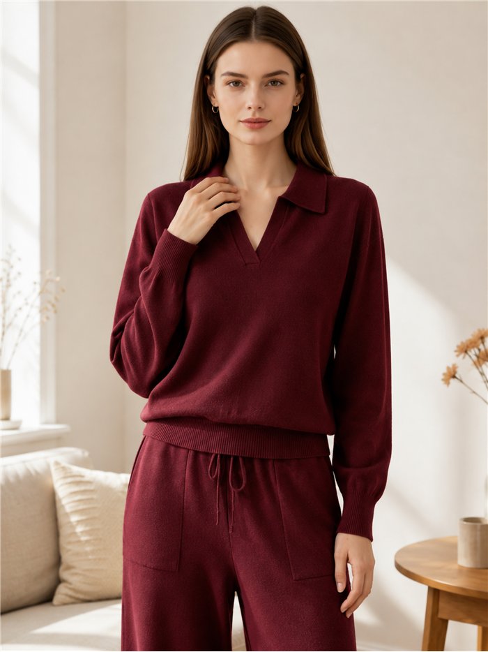Conjunto jersey cuello polo y pantalón