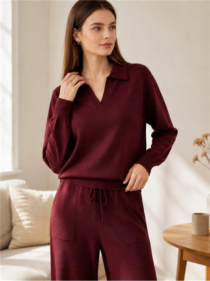 Conjunto jersey cuello polo y pantalón