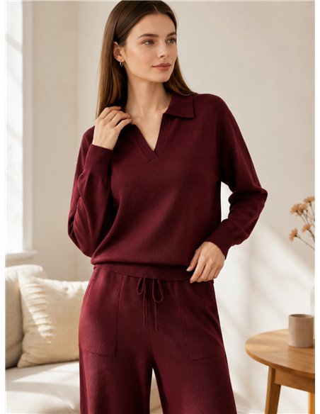 Conjunto jersey cuello polo y pantalón