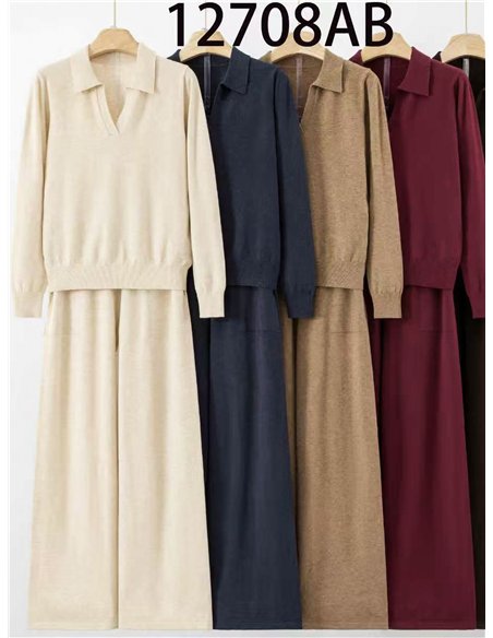 Conjunto jersey cuello polo y pantalón