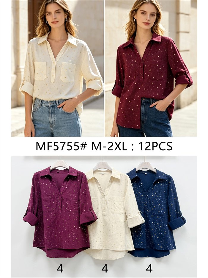 Blusa estrellas bolsillos