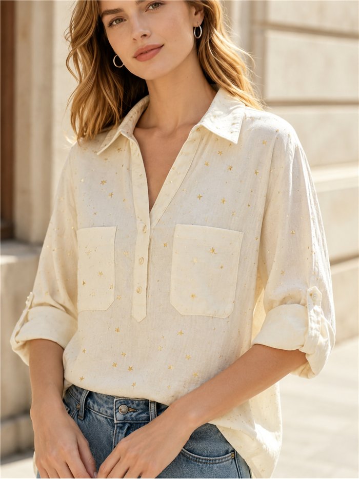 Blusa estrellas bolsillos