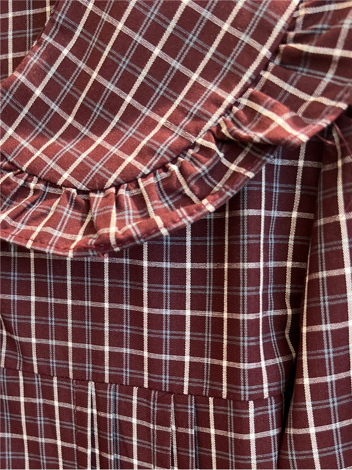Camisa cuadros cuello bobo volante