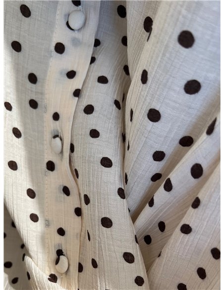 camicetta a pois con scollo a balze
