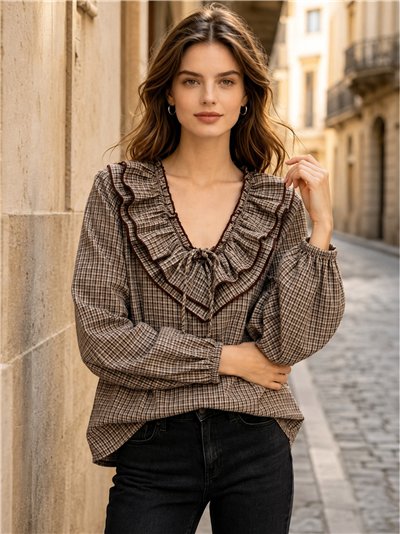 Blusa vichy volante y lazada