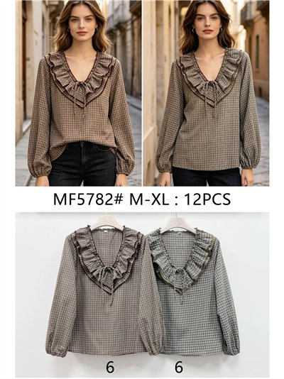 Blusa vichy volante y lazada 2