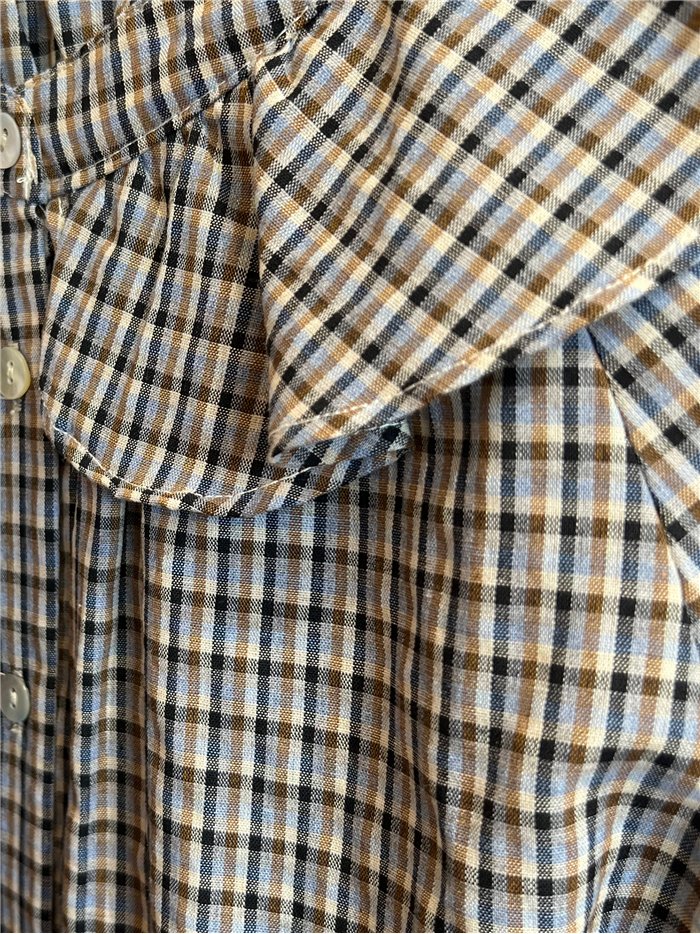 Camisa cuadros volante en cuello