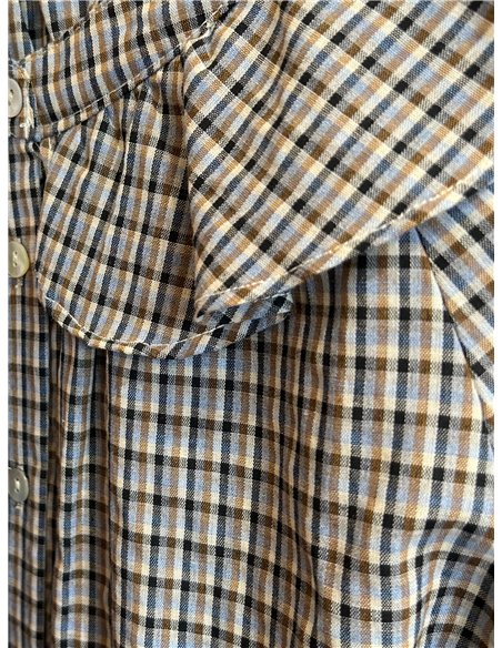 Camisa cuadros volante en cuello