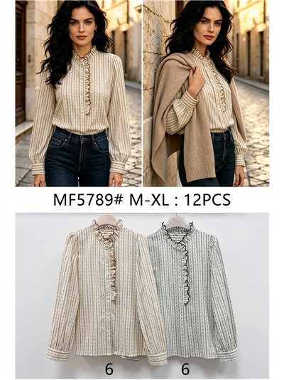 Blusa bordada rayas volante central 2
