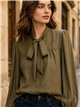 Textured bow neck blouse