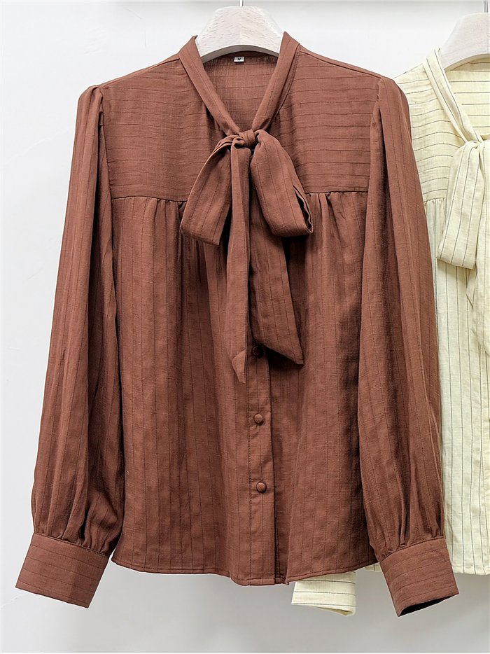 Textured bow neck blouse