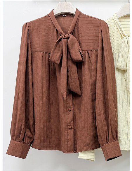 Textured bow neck blouse