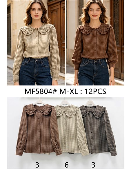 Camisa cuadros cuello bobo