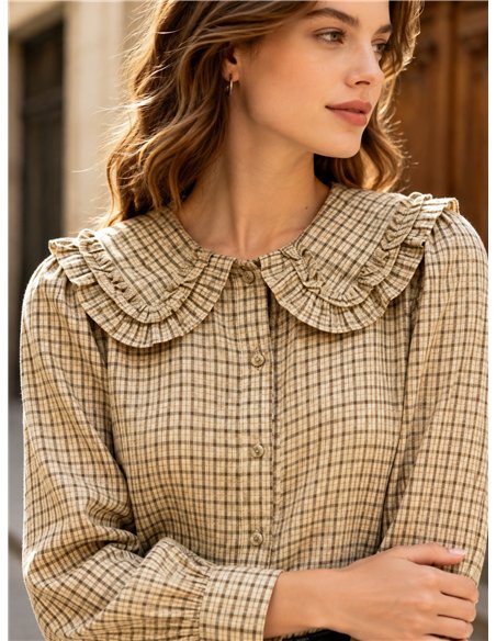 Camisa cuadros cuello bobo